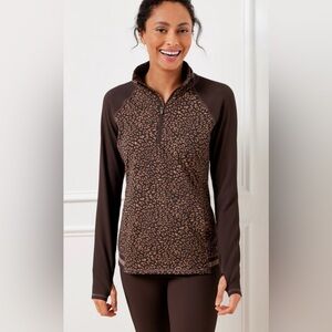 Talbots Leopard Print Half-Zip Sweatshirt